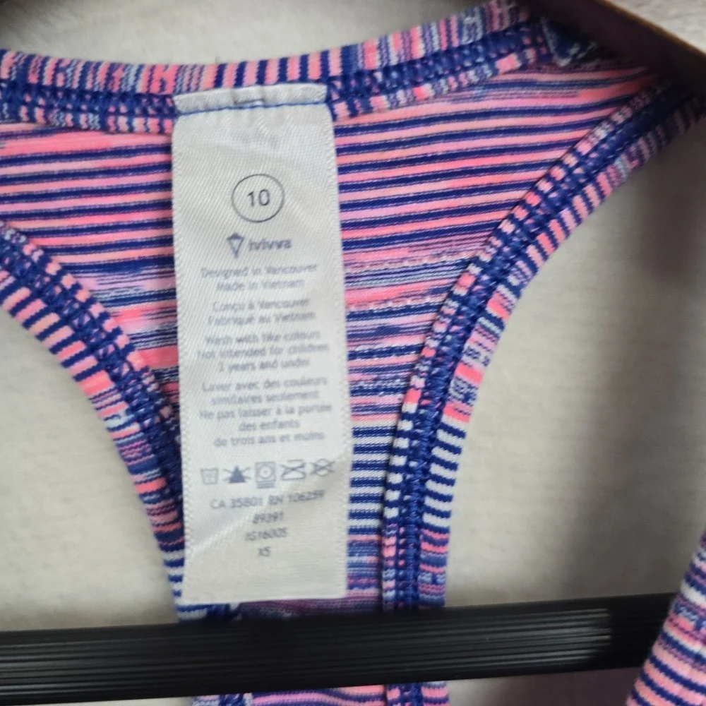 IVIVVA by Lululemon Cool Racer Back Tank Top Size 10  Multi-Color Stripe‎ Active